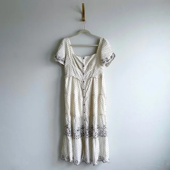 RahiCali Anthropologie Natural Rahi Ventura Cotton Dobby Midi Dress - Picture 4 of 7